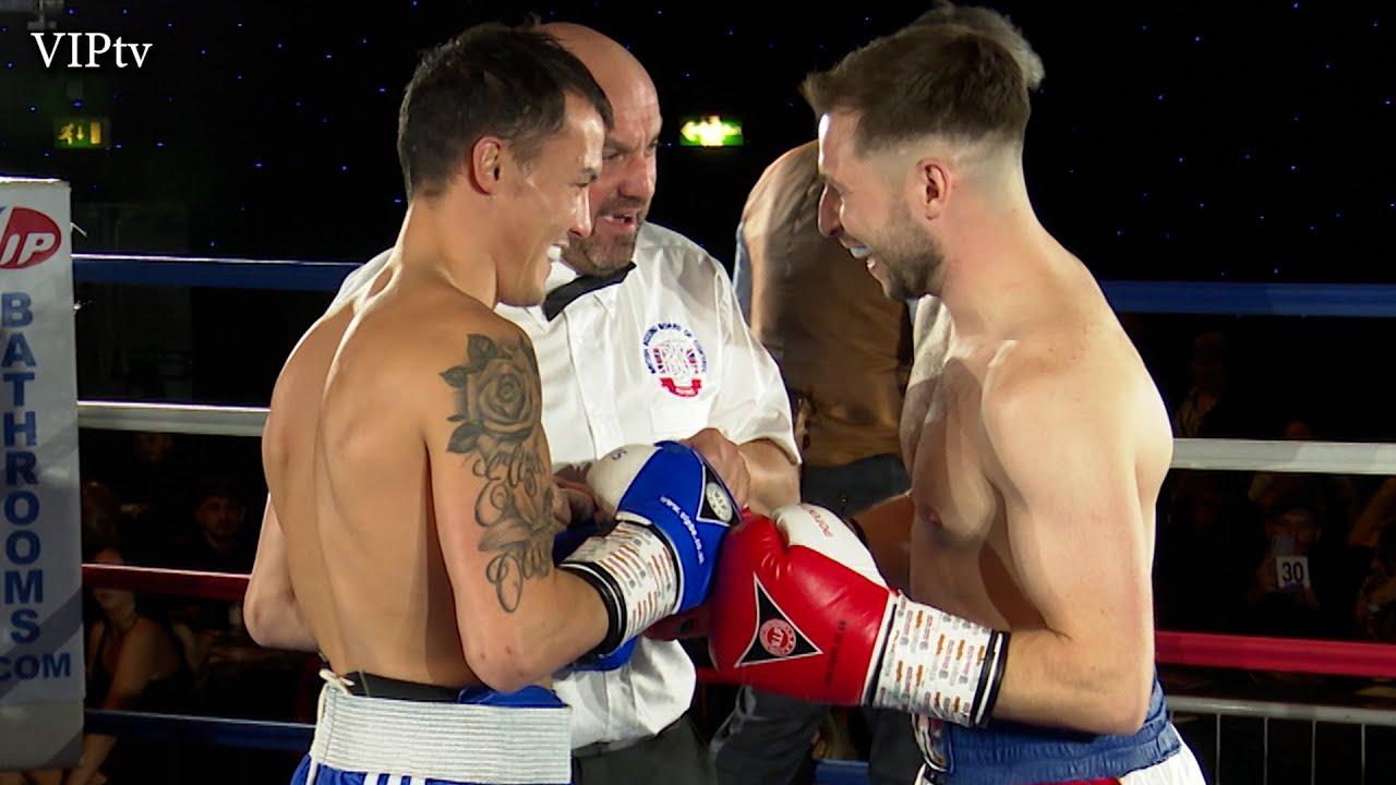 Maxi Hughes v Josh Warrington battle it out in a 4rds exhibition, on VIP's show in Leeds. background