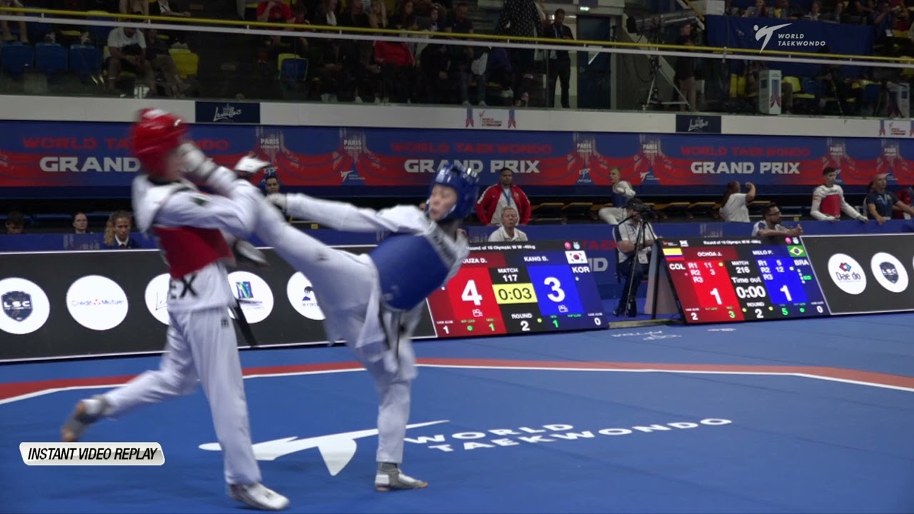 117 R16 W 49kg KOR KANG B MEX SOUZA D | Paris 2022 World Taekwondo Grand-Prix (Levallois) background