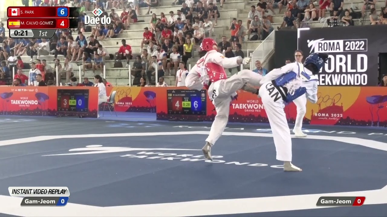 218 W-57kg R-16 PARK Skylar CAN 🔵 vs 🔴 CALVO GOMEZ Marta ESP I Rome 2022 World Taekwondo GP