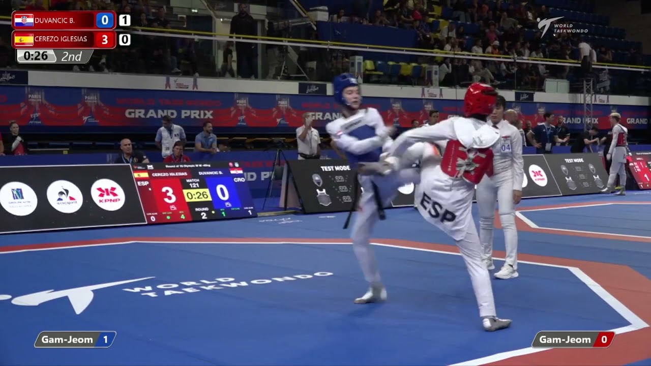 121 R of 16 W 49kg CRO DUVANCIC B ESP CEREZO IGLESIAS A | Paris 2022 World Taekwondo Grand-Prix background