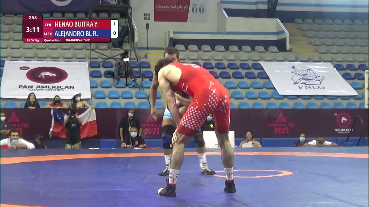 1/4 FS - 57 kg: Y. HENAO BUITRA (CHI) v. R. ALEJANDRO BL (MEX) background