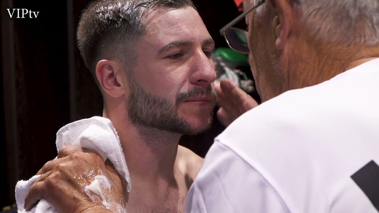 Maxi Hughes 'hard work pays off' changing room footage before and after he won the IBO world title background