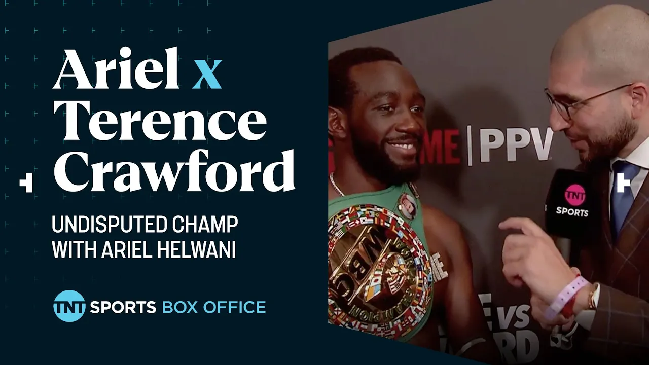History-Maker Terence Crawford & Ariel Helwani After Becoming First Two-Weight Male Undisputed Champ background