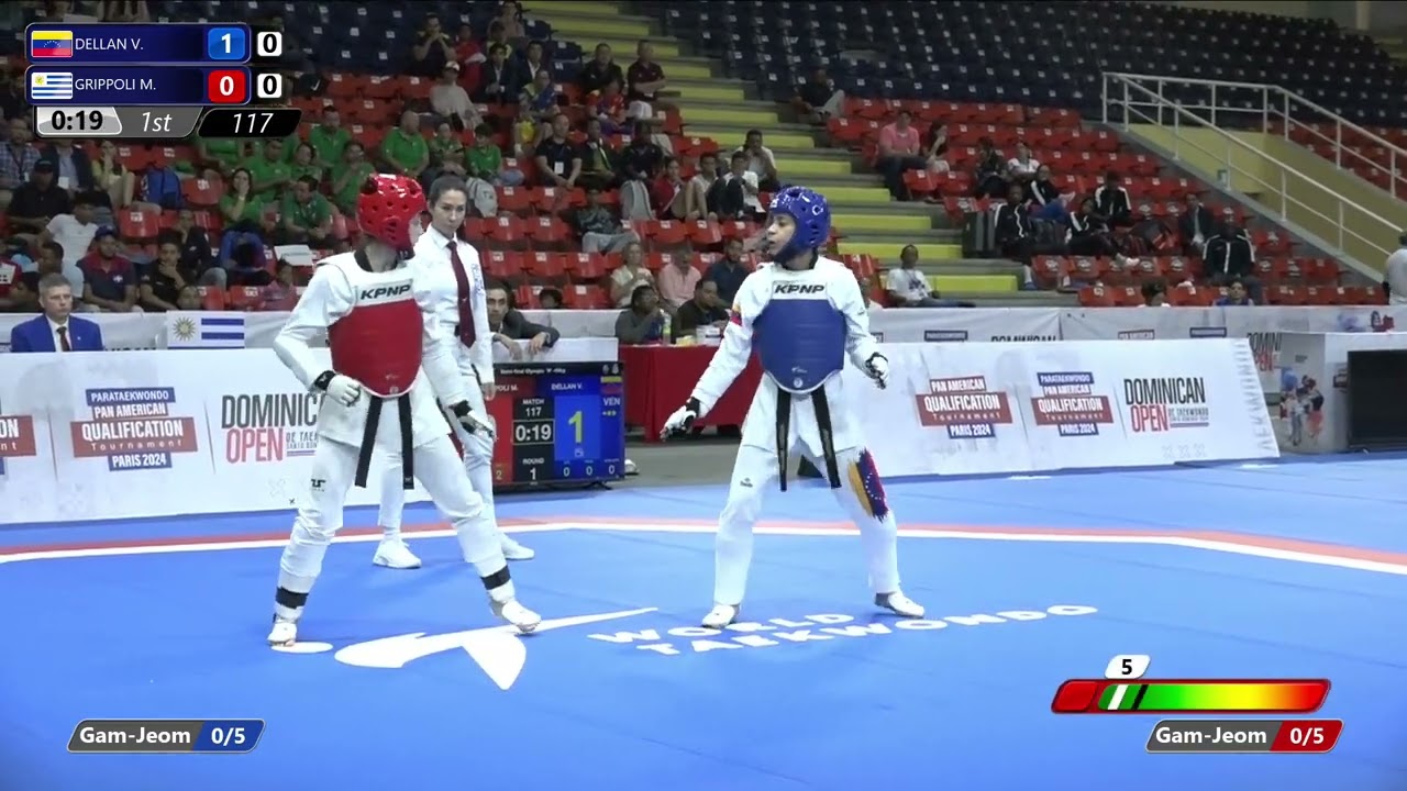 117 Semi final W 49kg VEN DELLAN V URU GRIPPOLI M background