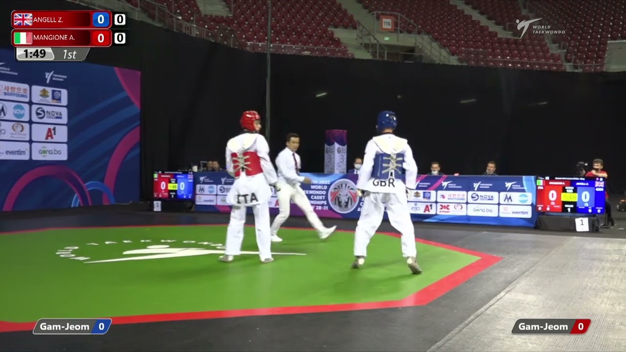 125 Quarter final Men 68kg GBR ANGELL Z ITA MANGIONE A background