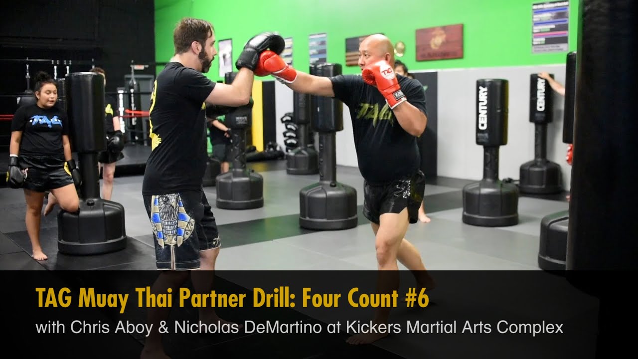 TAG Muay Thai Partner Drill: Four Count #6 with Chris Aboy & Nicholas DeMartino background