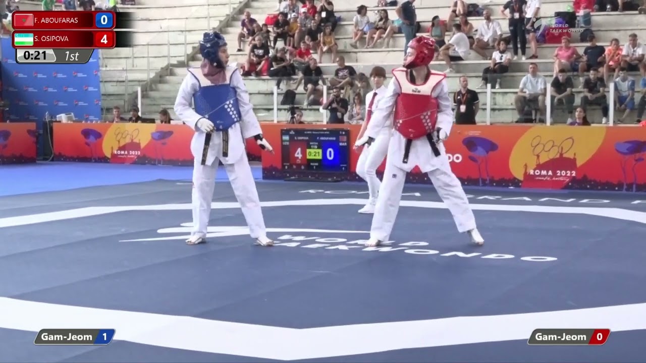 119 W+67kg R-16 ABOUFARAS Fatima-ezzahra MAR ЁЯФ╡ vs ЁЯФ┤ OSIPOVA Svetlana UZB I Rome 2022 WT GP background