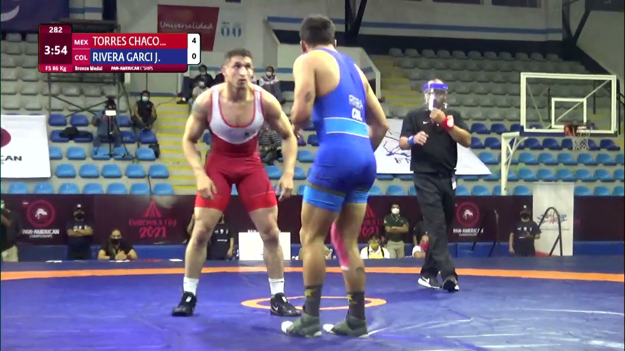 BRONZE FS - 86 kg: N. TORRES CHACO (MEX) v. J. RIVERA GARCI (COL) background