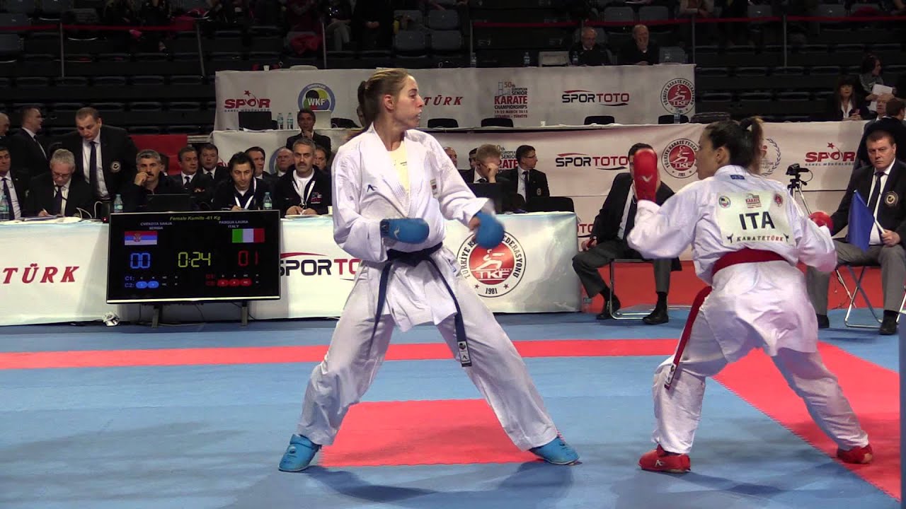 Qualification Kumite -61kg. PASQUA vs CVRKOTA. 2015 European Karate Championships background