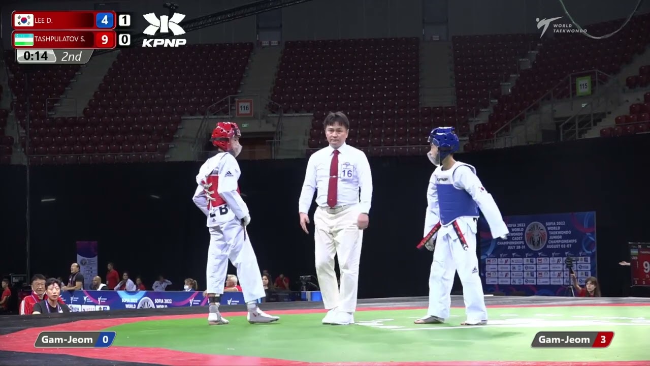 329 Quarter Final Boys 41kg KOR LEE Donggun UZB TASHPULATOV Sultonbek