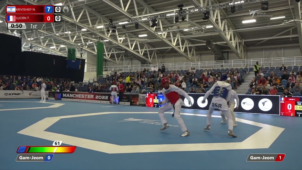 208 R-32 M-68kg 🔵 KRIVISHKIY Nimrod ISR vs 🔴 LUCIEN Theo FRA I Manchester 2022 World Taekwondo GP