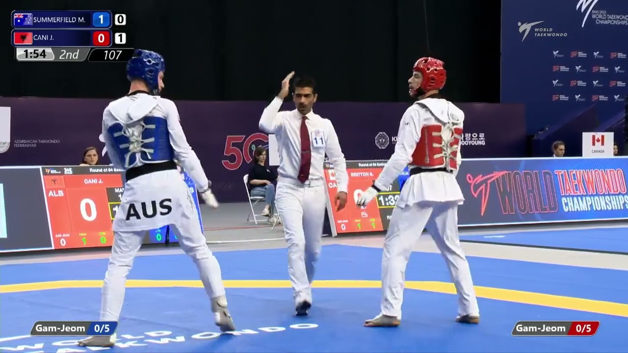 107 Round of 64 Men 63kg AUS SUMMERFIELD Matthew ALB CANI Juirdo