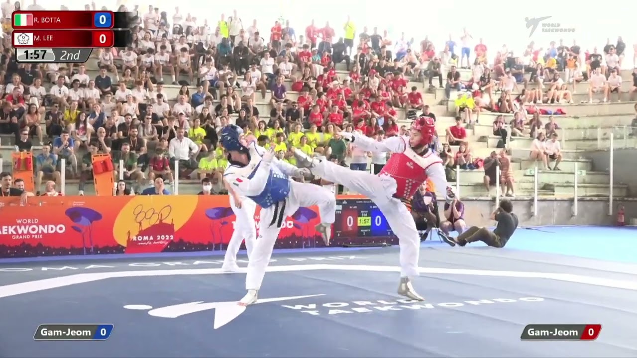 314 M+80kg R-32 BOTTA Roberto ITA 🔵 vs 🔴 LEE Meng-en TPE I Rome 2022 World Taekwondo GP backdrop