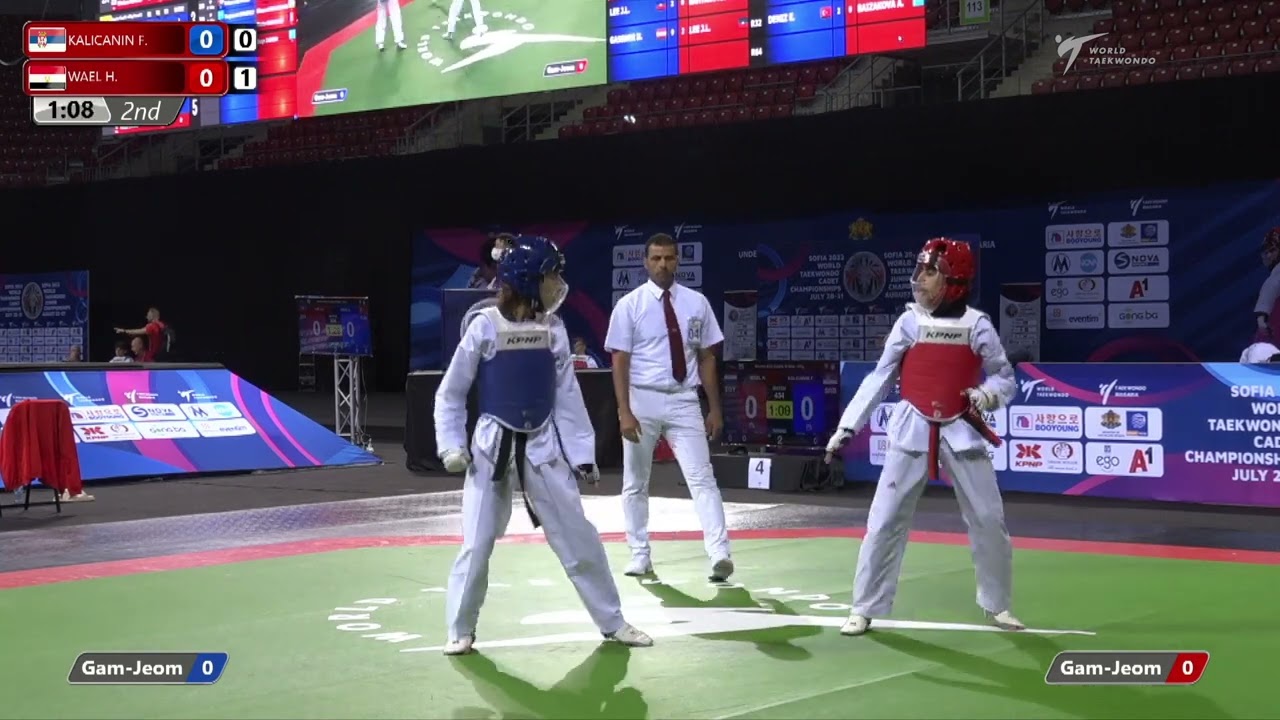 434 Quarter final Girls 47kg SRB KALICANIN F EGY WAEL H background