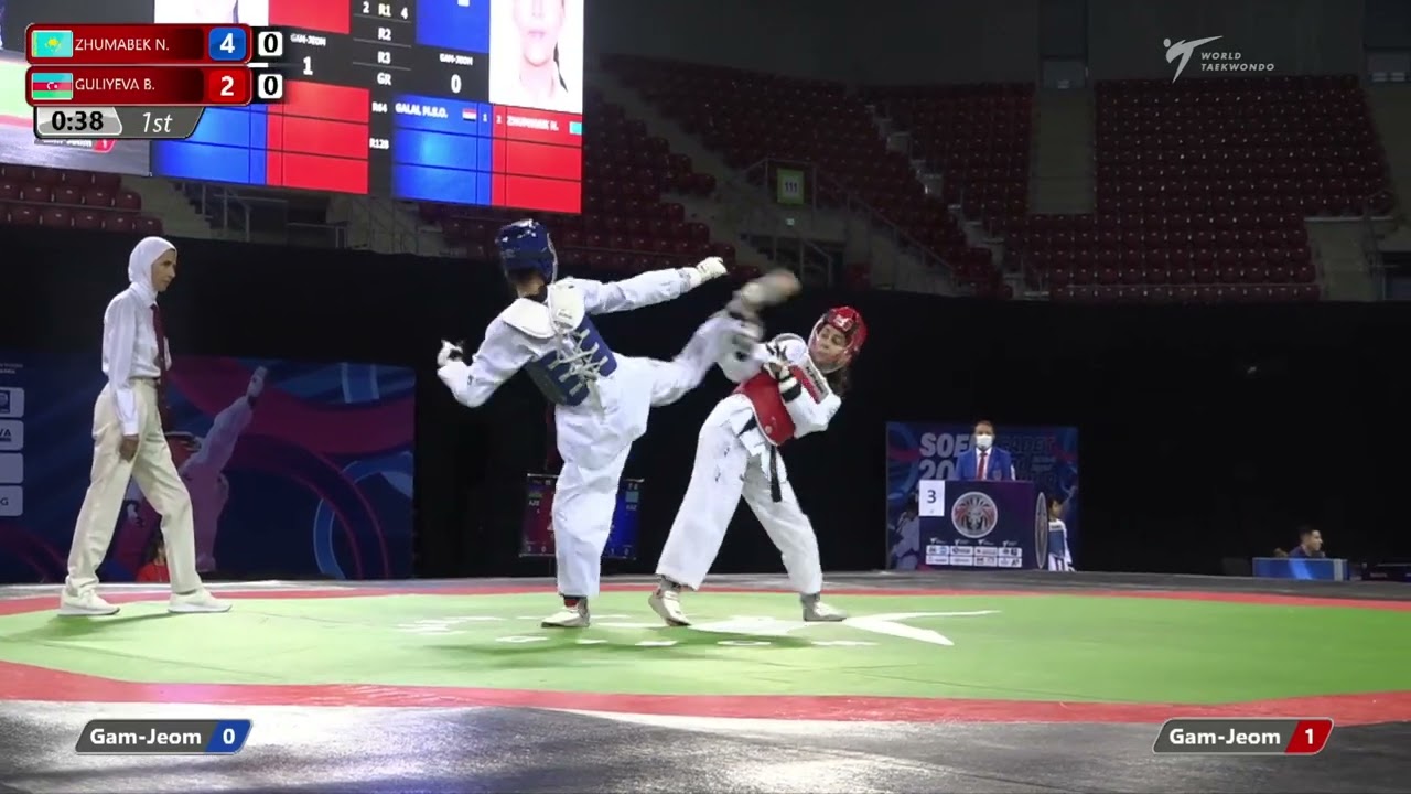 307 R32 Girls 44kg KAZ ZHUMABEK N AZE GULIYEVA B background