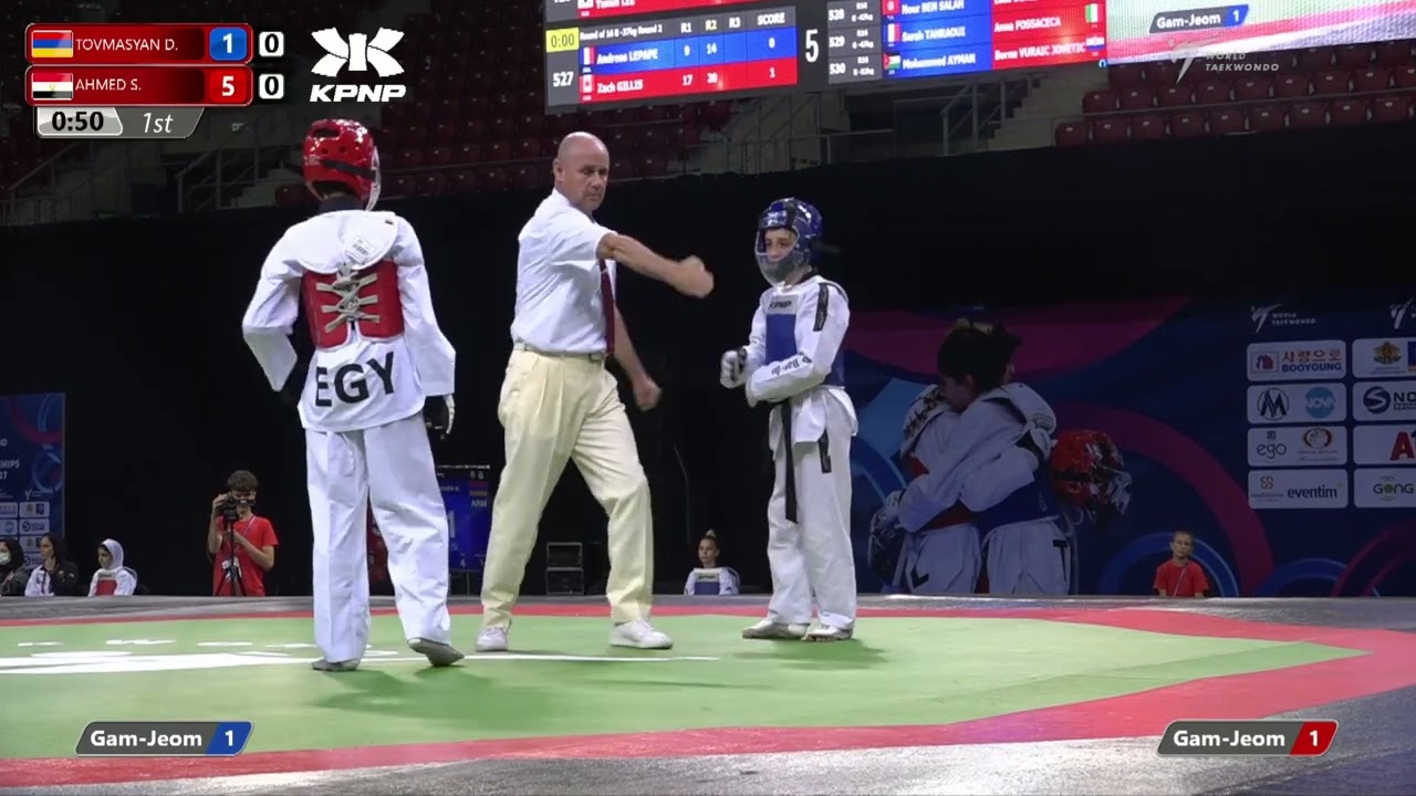 325 Round of 16 Boys 33kg ARM TOVMASYAN Davit EGY AHMED IBRAHIM AHMED Sliem background
