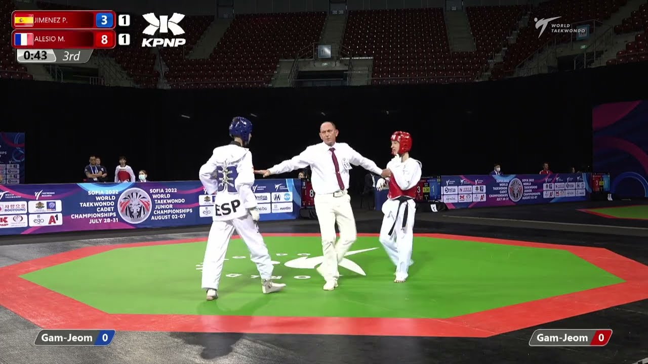 411 Round of 32 Men 48kg ESP JIMENEZ MONTERO Pablo FRA ALESIO CAPOLINI Mathis background