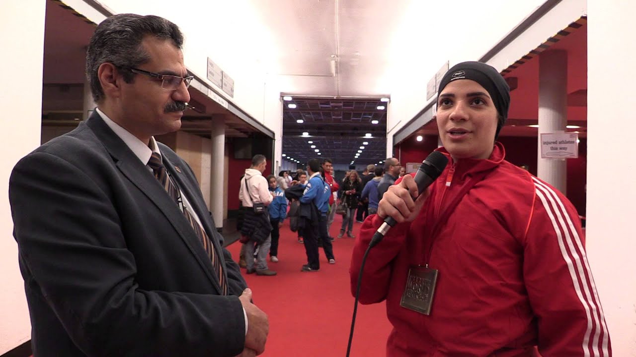 Interview to Shymaa ABOUEL YAZED, Gold medalist Female Kumite -68kg. 2014 World Karate Championships background