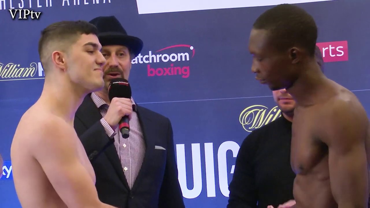 Reshat Mati v Abdallah Luanja weigh-in for Mar 7th at Manchester Arena background