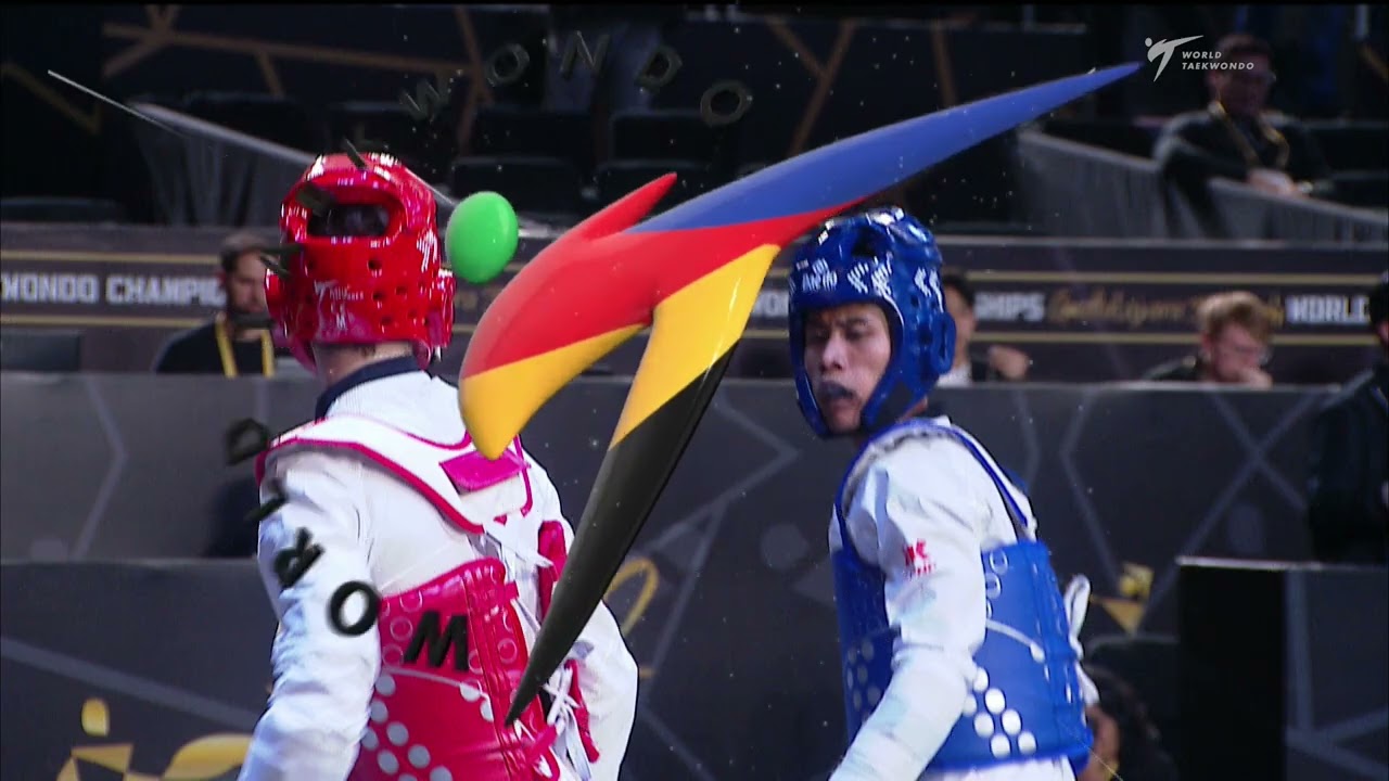 517 M-63kg R-32 RAIHAN M. B. INA 🔵 vs 🔴 JORQUERA CALA J. ESP I Guadalajara 2022 WT Championships background