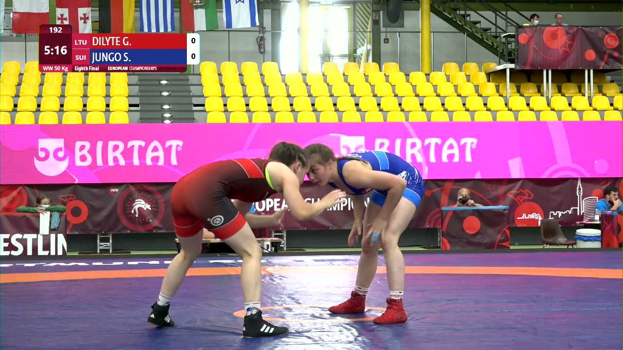 1/8 WW - 50 kg: G. DILYTE (LTU) v. S. JUNGO (SUI) backdrop