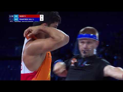 BRONZE FS - 74 kg: Y. YASH (IND) v. S. ZHANYBEK UUL (KGZ) background
