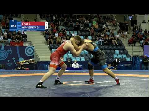 1/8 FS - 110 kg: E. STOLL (GER) v. D. YAVHUSISHYN (UKR) backdrop