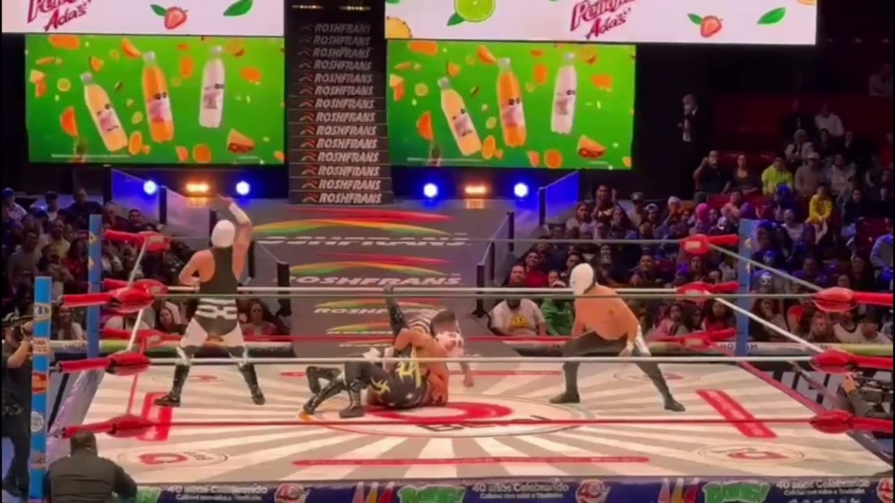CMLL: Aereo, Acero y Fantasy 🆚 Full Metal, Pequeño Pólvora y Rostro de Acero background