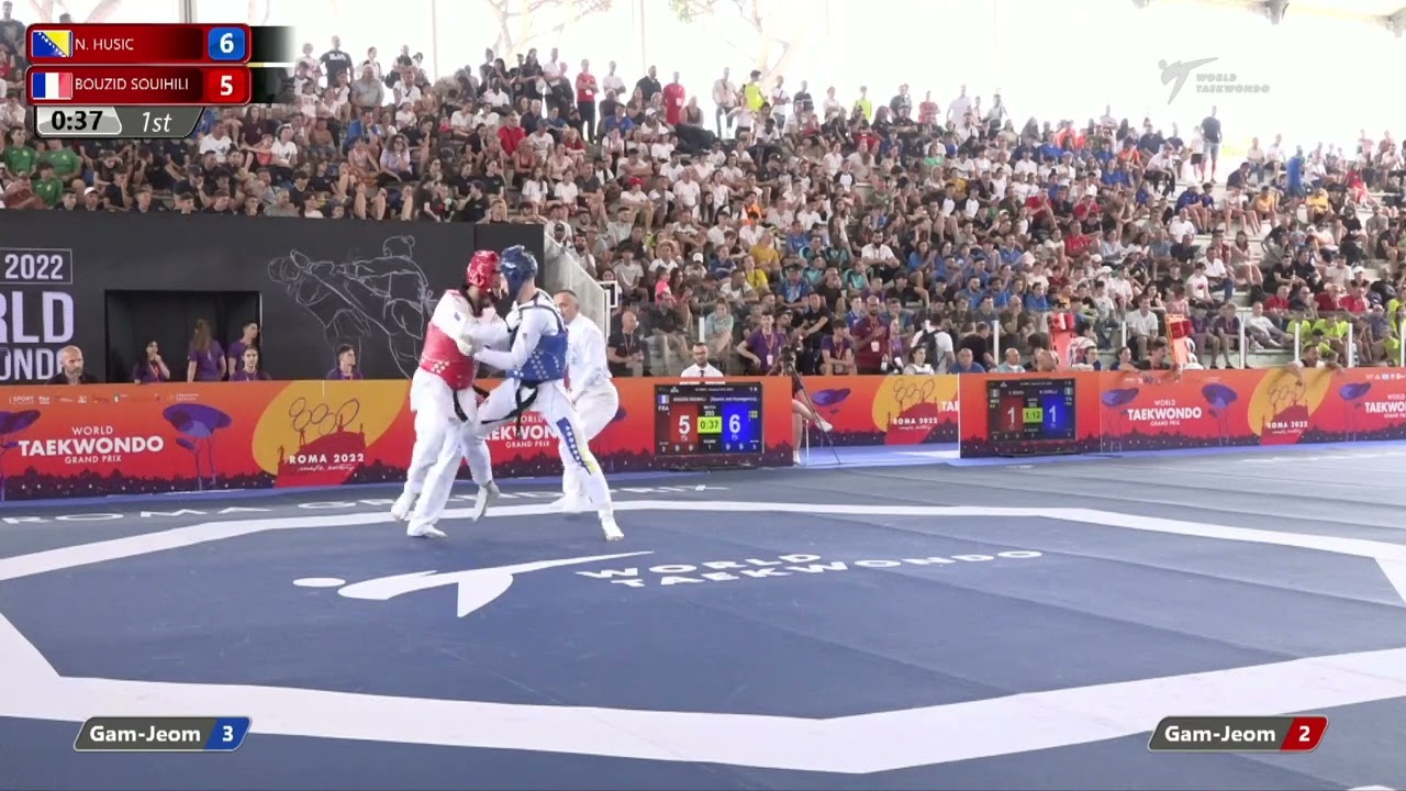 203 M-80kg R-32 HUSIC Nedzad BIH 🔵 vs 🔴 BOUZID SOUIHILI Ismael FRA I Rome 2022 World Taekwondo GP