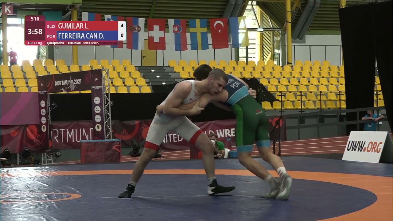 Qual. GR - 72 kg: L. GUMILAR (SLO) v. D. FERREIRA CAN (POR) background