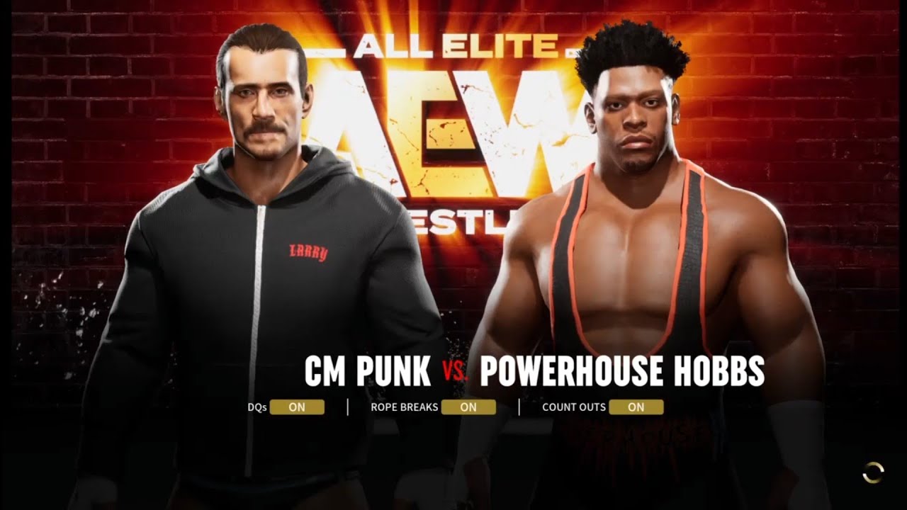 CM Punk vs Powerhouse Hobbs. Collision 2023. AEW: Fight Forever background