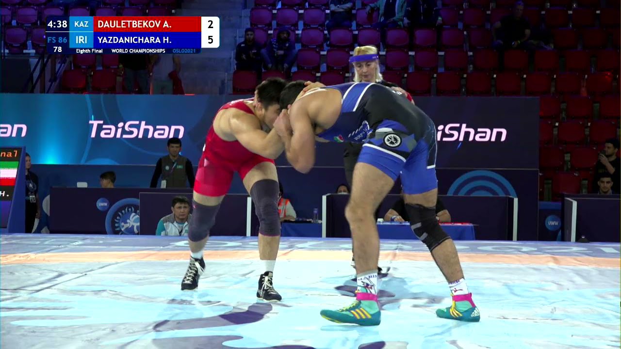 1/8 FS - 86 kg: A. DAULETBEKOV (KAZ) v. Hassan YAZDANI (IRI) background