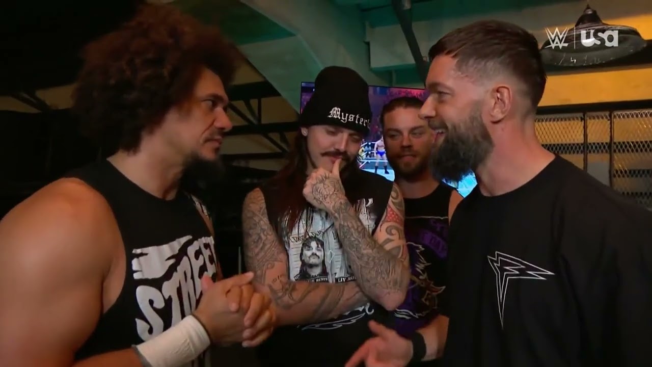 Finn Bálor gives some advice to Dominik Mysterio & Carlito: Raw, Nov. 18, 2024 background