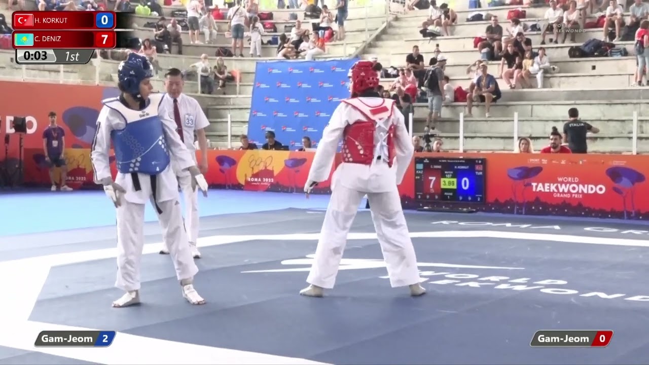 107 W+67kg R-32 KORKUT Huri TUR 🔵 vs 🔴 DENIZ Cansel KAZ I Rome 2022 World Taekwondo GP