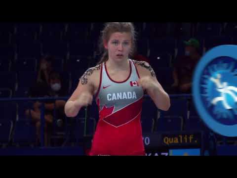 Qual. WW - 59 kg: J. BRISCO (CAN) v. M. AMAN (KAZ) background