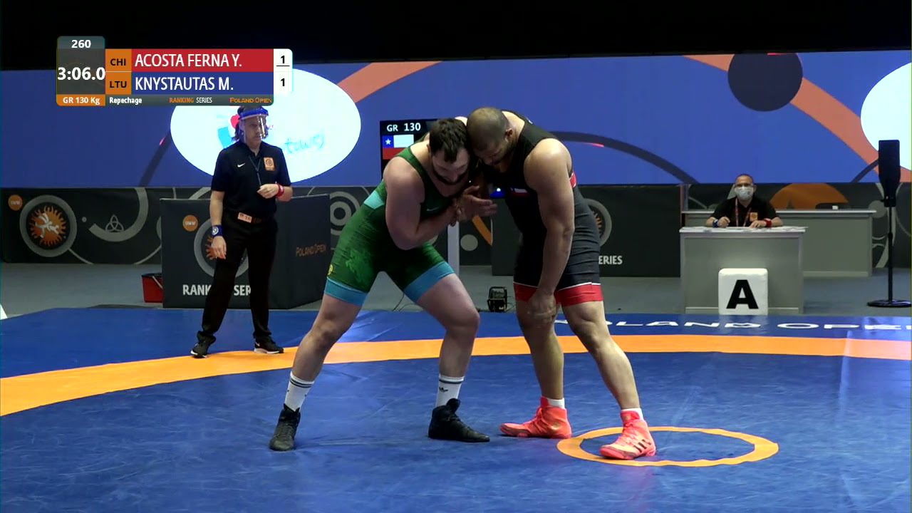 Repechage GR - 130 kg: Y. ACOSTA FERNA (CHI) v. M. KNYSTAUTAS (LTU)