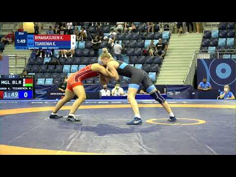 1/4 WW - 61 kg: K. BYAMBASUREN (MGL) v. K. TSIARENIA (BLR) background