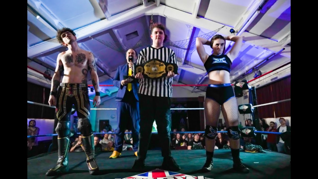 British Wrestling - Male vs Female Intergender Wrestling In Britian - Safire Reed vs Danny Black background