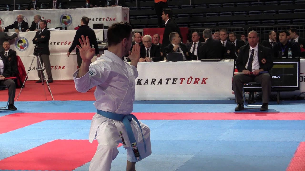 Qualifications Kata. Damian QUINTERO of Spain. European Karate Championships 2015 backdrop