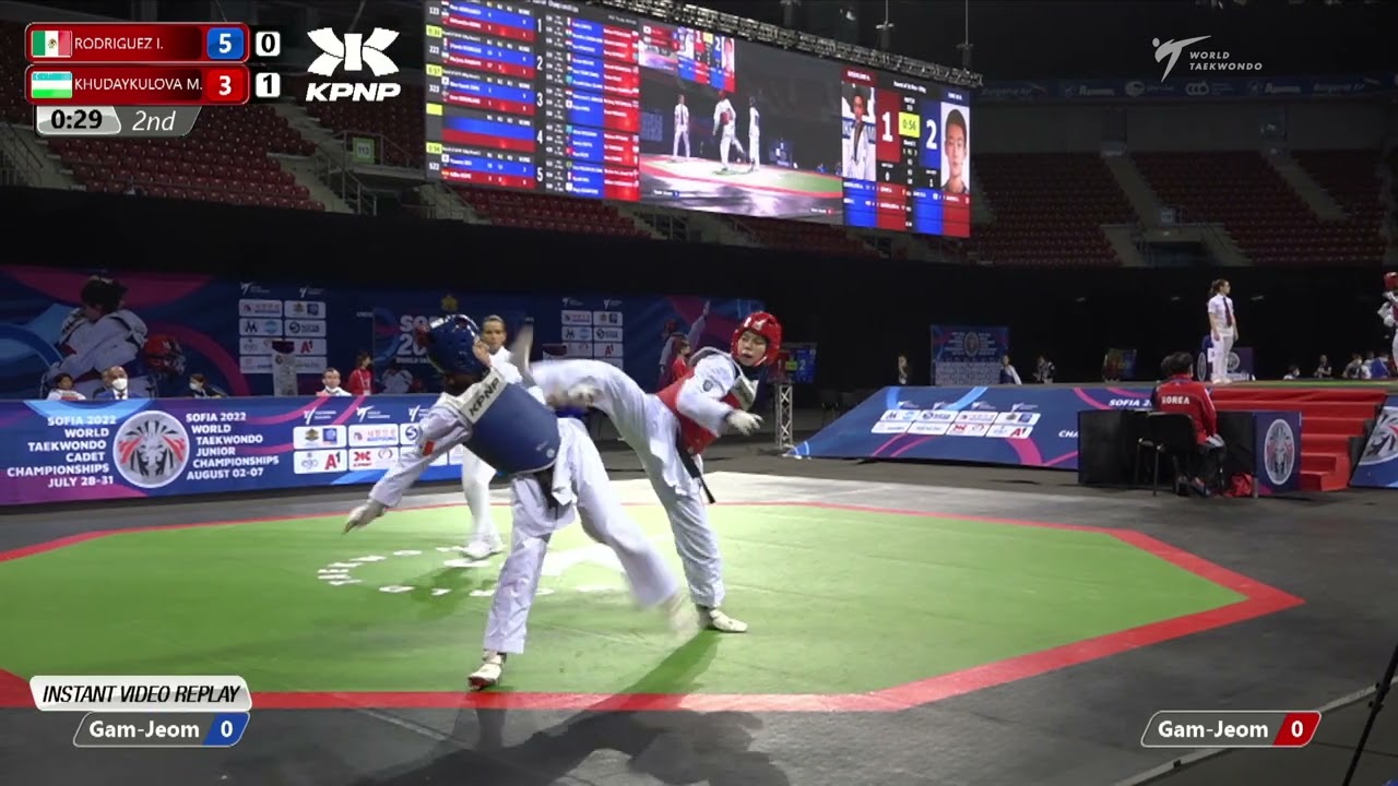 222 R16 Women 52kg MEX RODRIGUEZ I UZB KHUDAYKULOVA M background