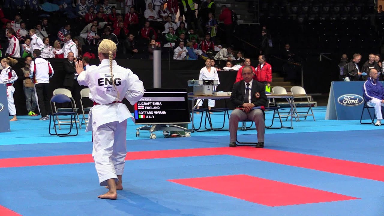 Emma Lucraft of England - Female Kata - 49th European Karate Championships | WORLD KARATE FEDERATION background