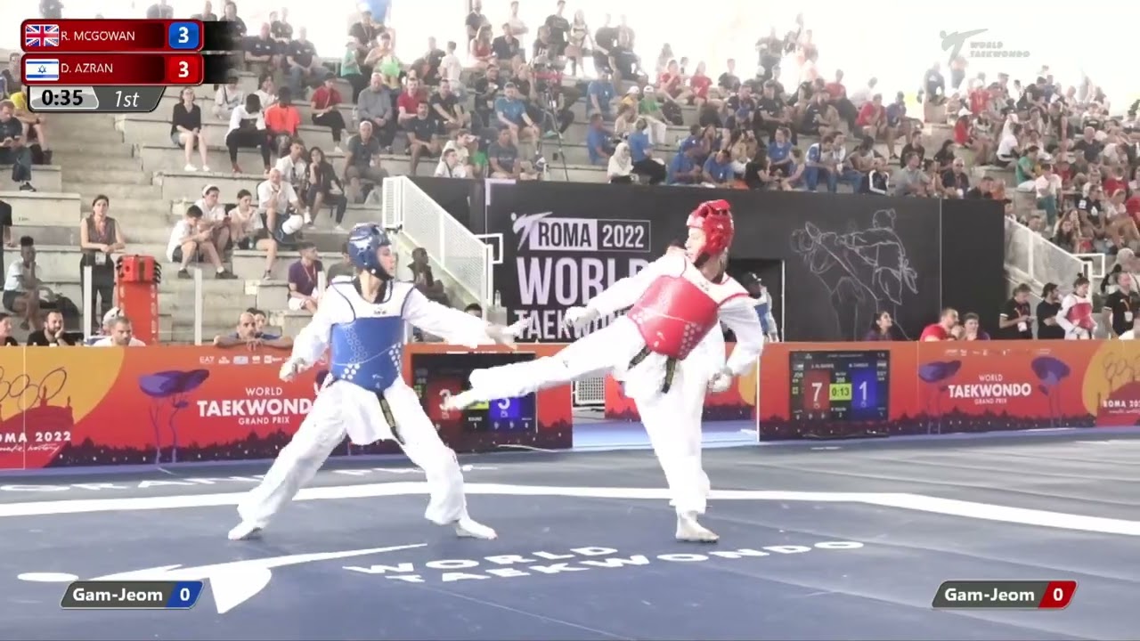 106 W+67kg R-32 MCGOWAN Rebecca GBR 🔵 vs 🔴 AZRAN Dana ISR I Rome 2022 World Taekwondo GP background