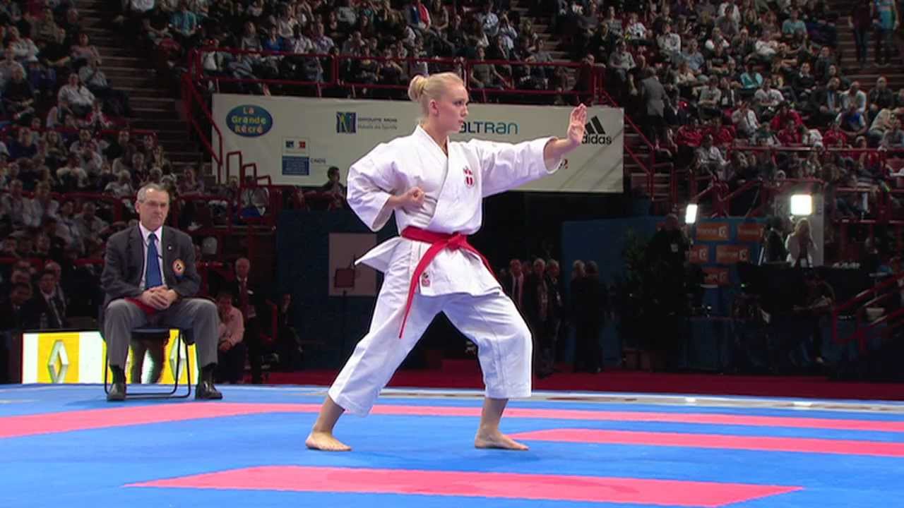 Cecillie Bjerring vs Sakura Kokumai. Bronze Female Individual Kata. World Karate Championships 2012 backdrop