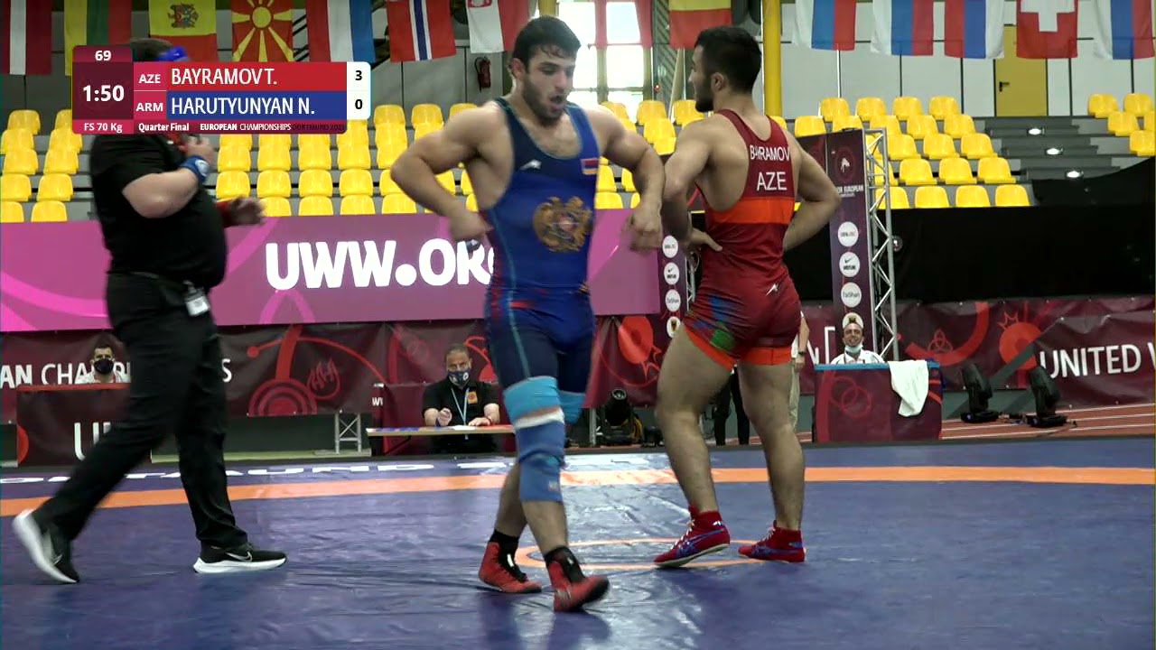 1/4 FS - 70 kg: T. BAYRAMOV (AZE) v. N. HARUTYUNYAN (ARM) background