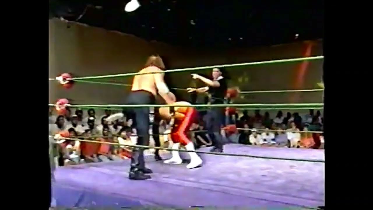 The Dirty White Boys (Anthony/Burton) w/Ronnie P. Gossett vs Ira Reece & King Cobra USWA 1990 background