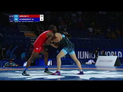 1/4 GR - 77 kg: E. MUKUBU (NOR) v. M. AZARMDOKHT (IRI)