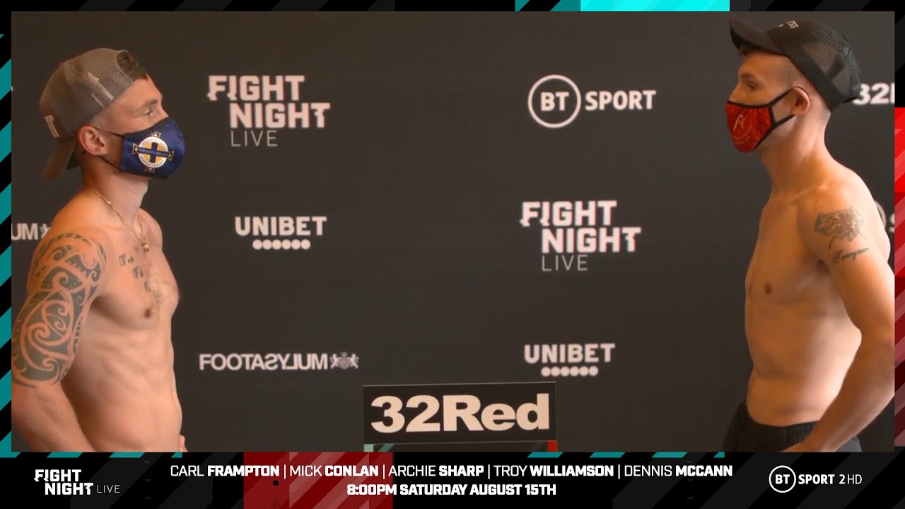 Face offs: Frampton v Traynor, Conlan v Takoucht, Sharp v Ofori, Williamson v Scarff, McCann v Fidoe background