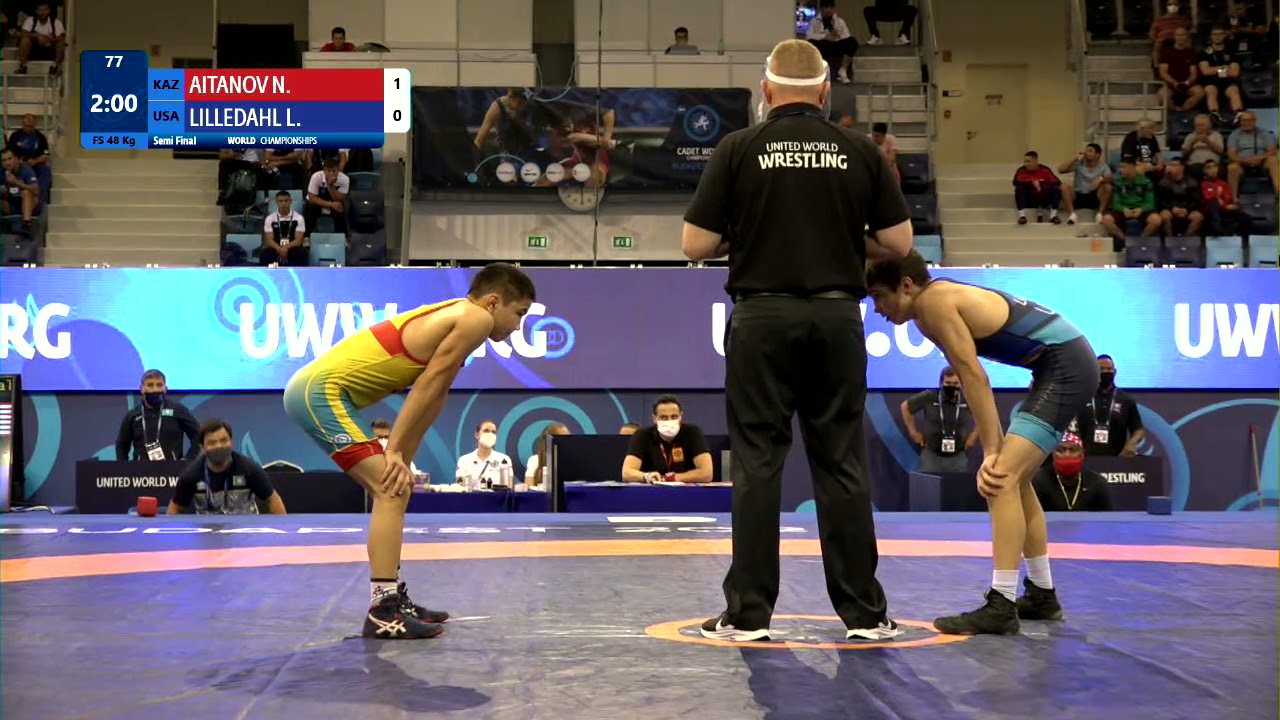 1/2 FS - 48 kg: N. AITANOV (KAZ) v. L. LILLEDAHL (USA)
