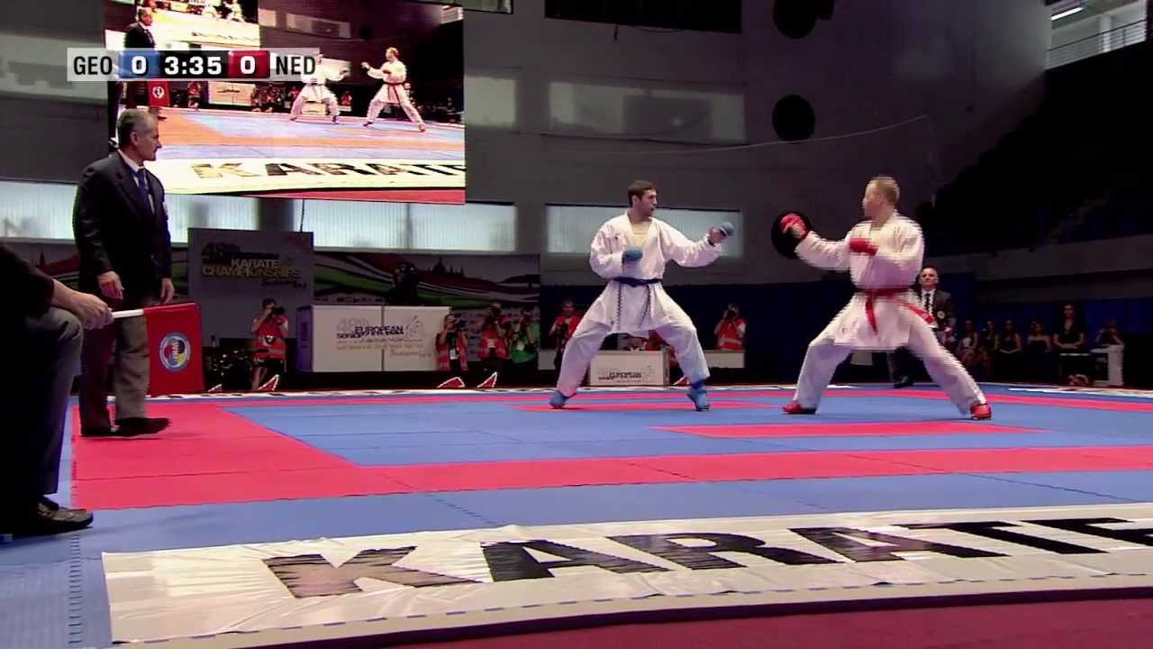 Gogita Arkania vs Timothy Petersen. Bronze Medal Kumite -84kg. 48th European Karate Championships backdrop
