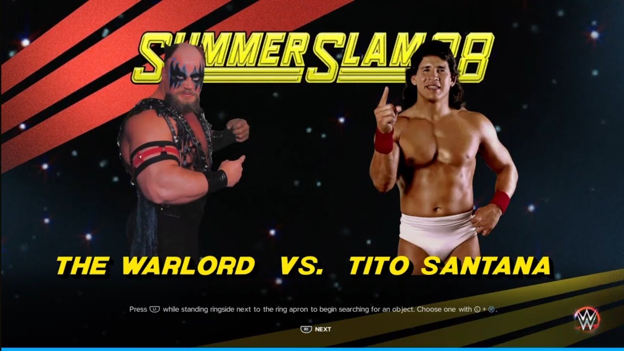 The Warlord vs Tito Santana. Summerslam 90. WWE 2K23 background